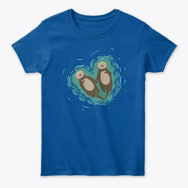 Sea Otters Holding Hands Women's Tee