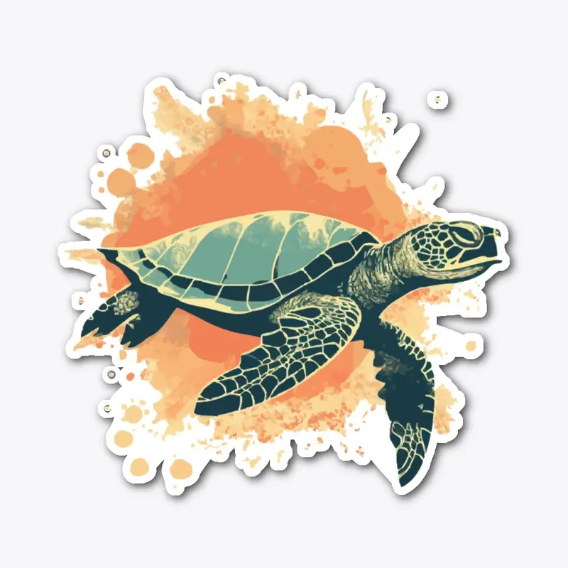 Sea Turtle Retro Minimalist Design